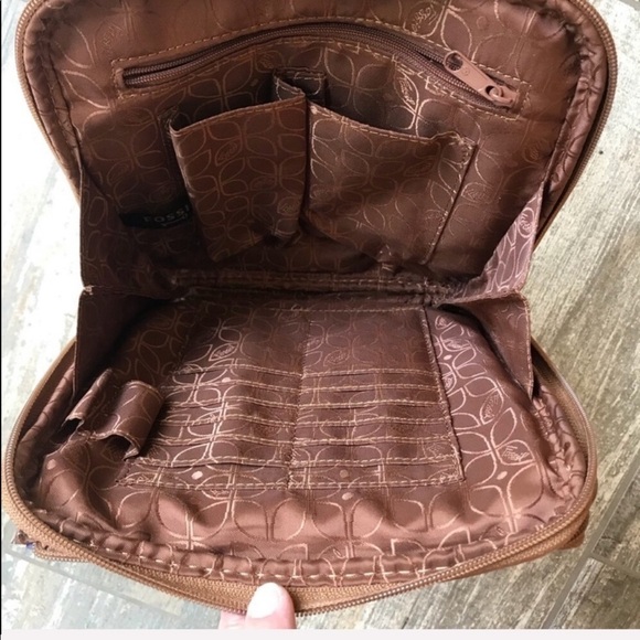 FOSSIL adjustable multi pocket iPad crossbody purse bag - Picture 5 of 10